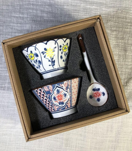 Ceramic Soup Bowls with Spoon Set